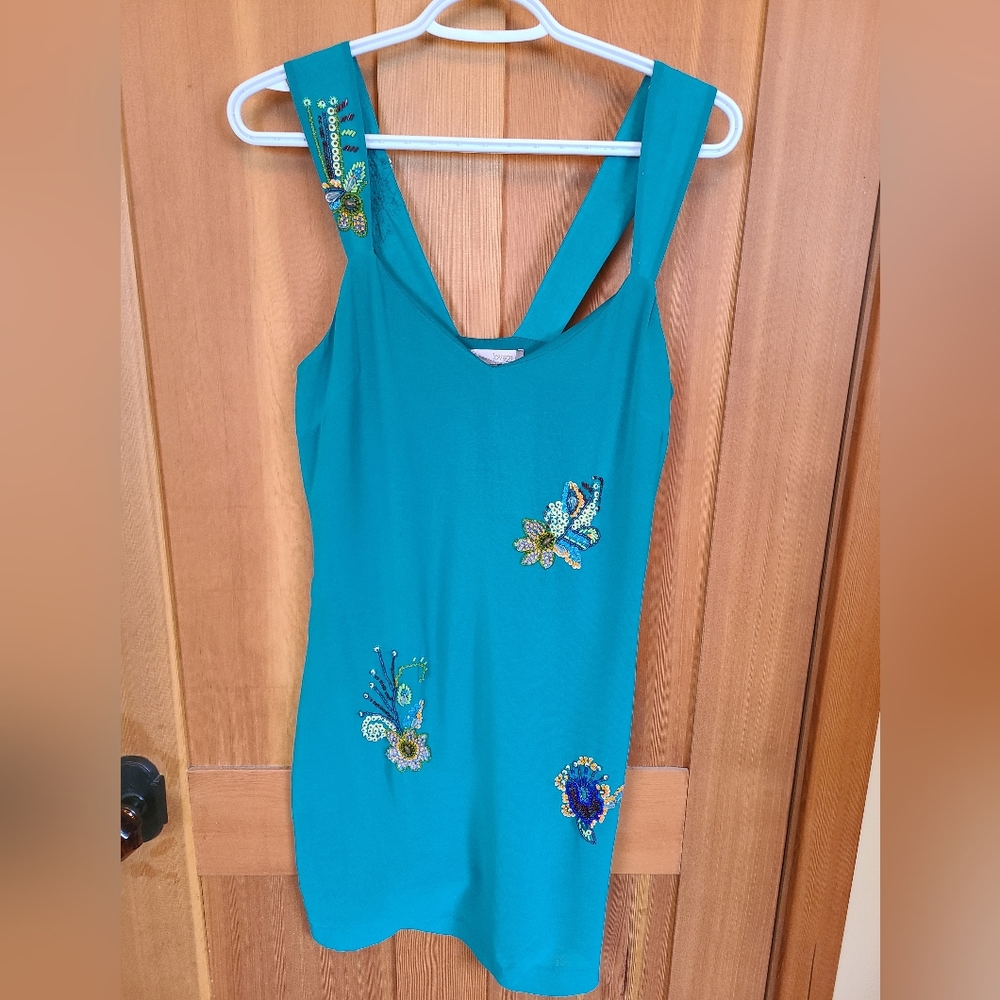TORQUOISE embroidered Mini Dress